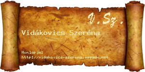 Vidákovics Szeréna névjegykártya